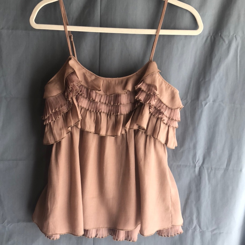 Brown flouncy tank top